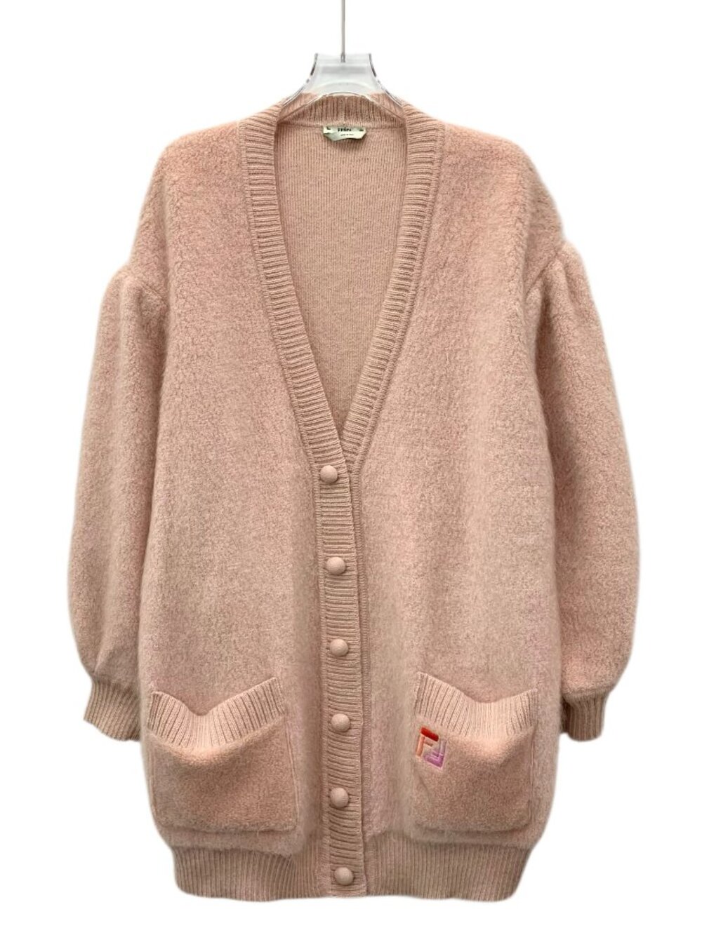 Grade A H32068 Fendi Fendi pink logo mohair long-sleeved sweater XL size 95 new